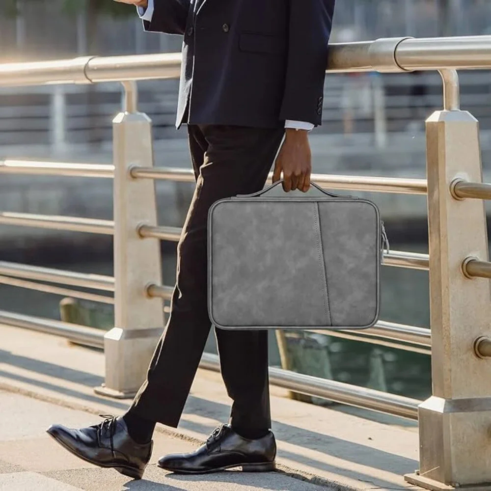 NEW! Faux Leather Laptop Computer Carrying Case w/Plush Pocket & Velcro Strap